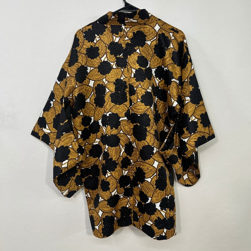 Floral Jacquard Kimono Jacket S Gold Black Dark Romantic Whimsigoth Indie Luxe - Picture 7 of 8